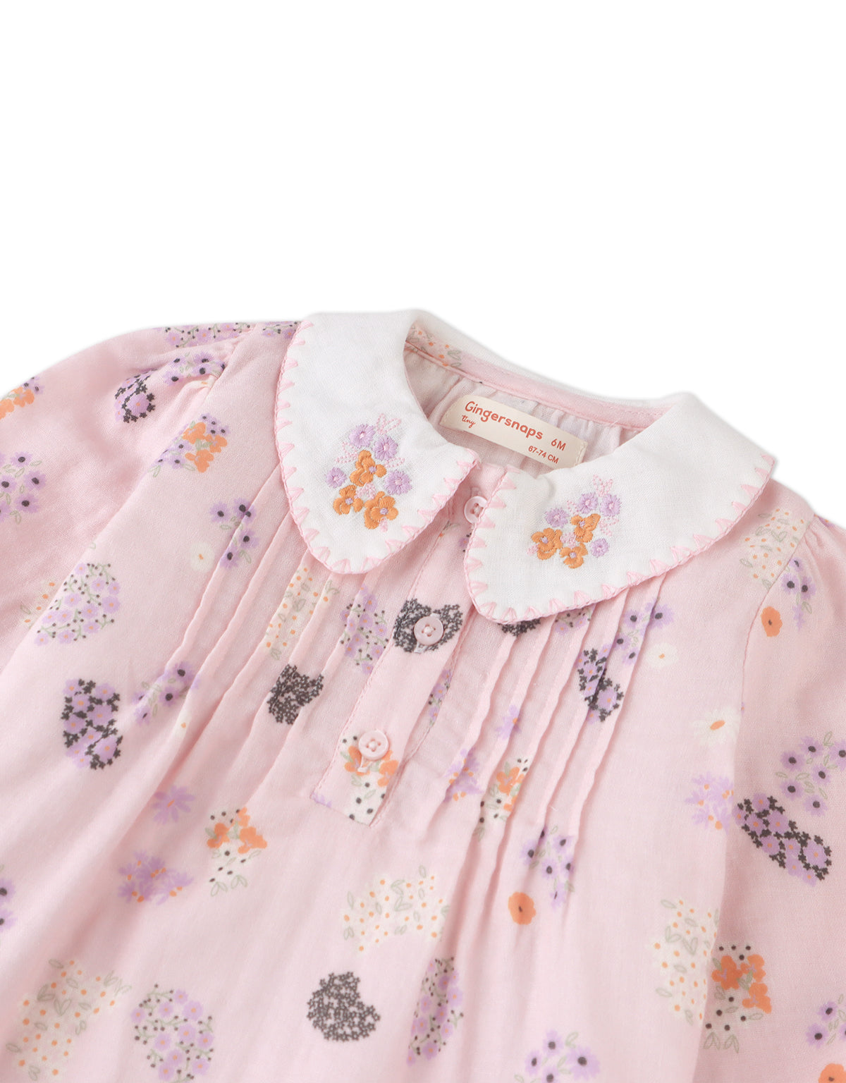 Baby Ingrid Long Sleeves Dress Purplefield Embroidered Collar front view