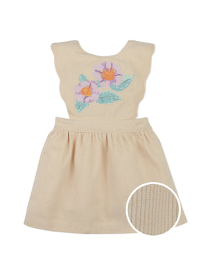 Baby Anneliese Pinafore Dress Beige With Cross-Stitch And Scallop Embroidery Details product photo