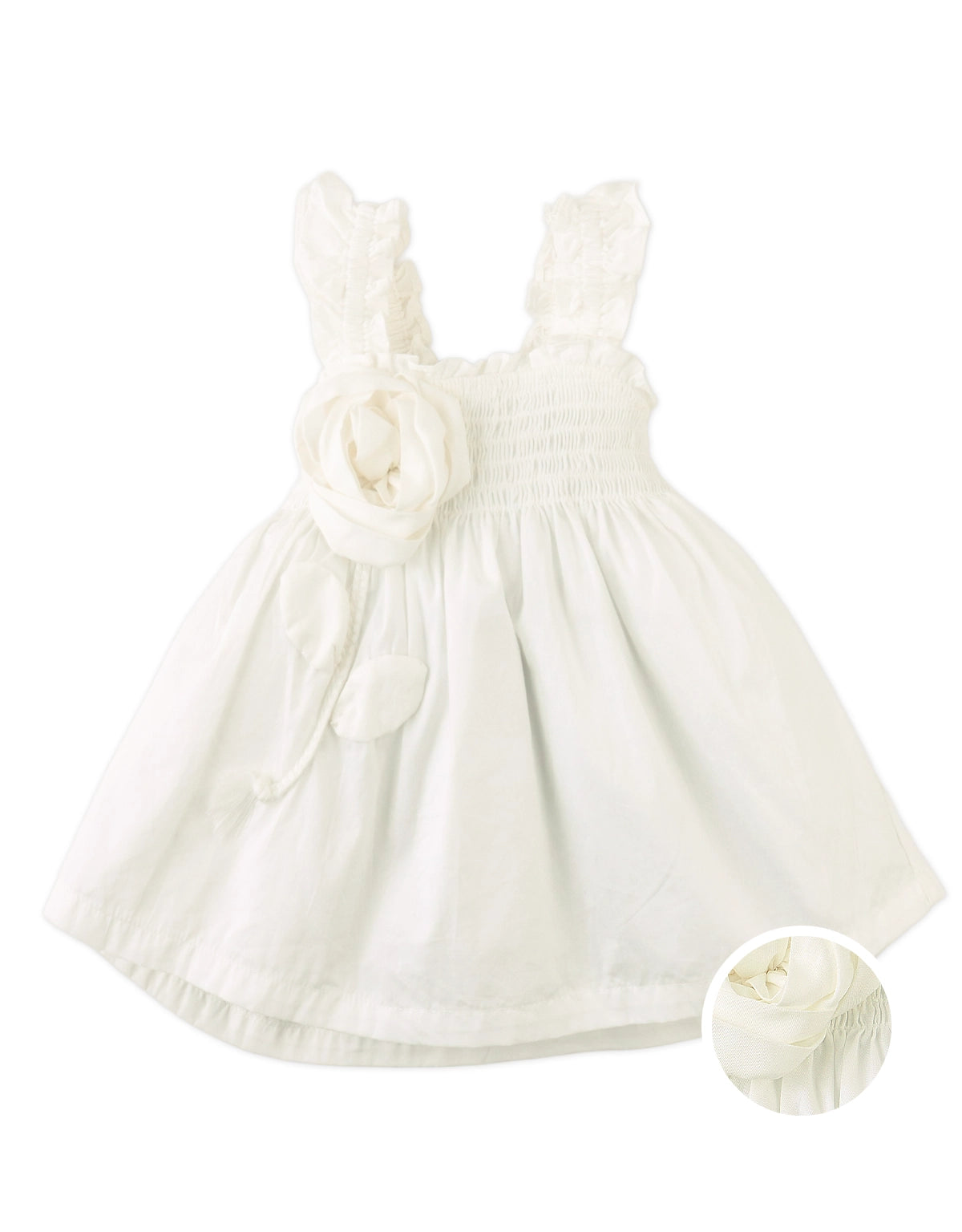 BABY JENNETTE RUFFLE-SLEEVED DRESS WITH FLORAL APPLIQUÉ DETAILS