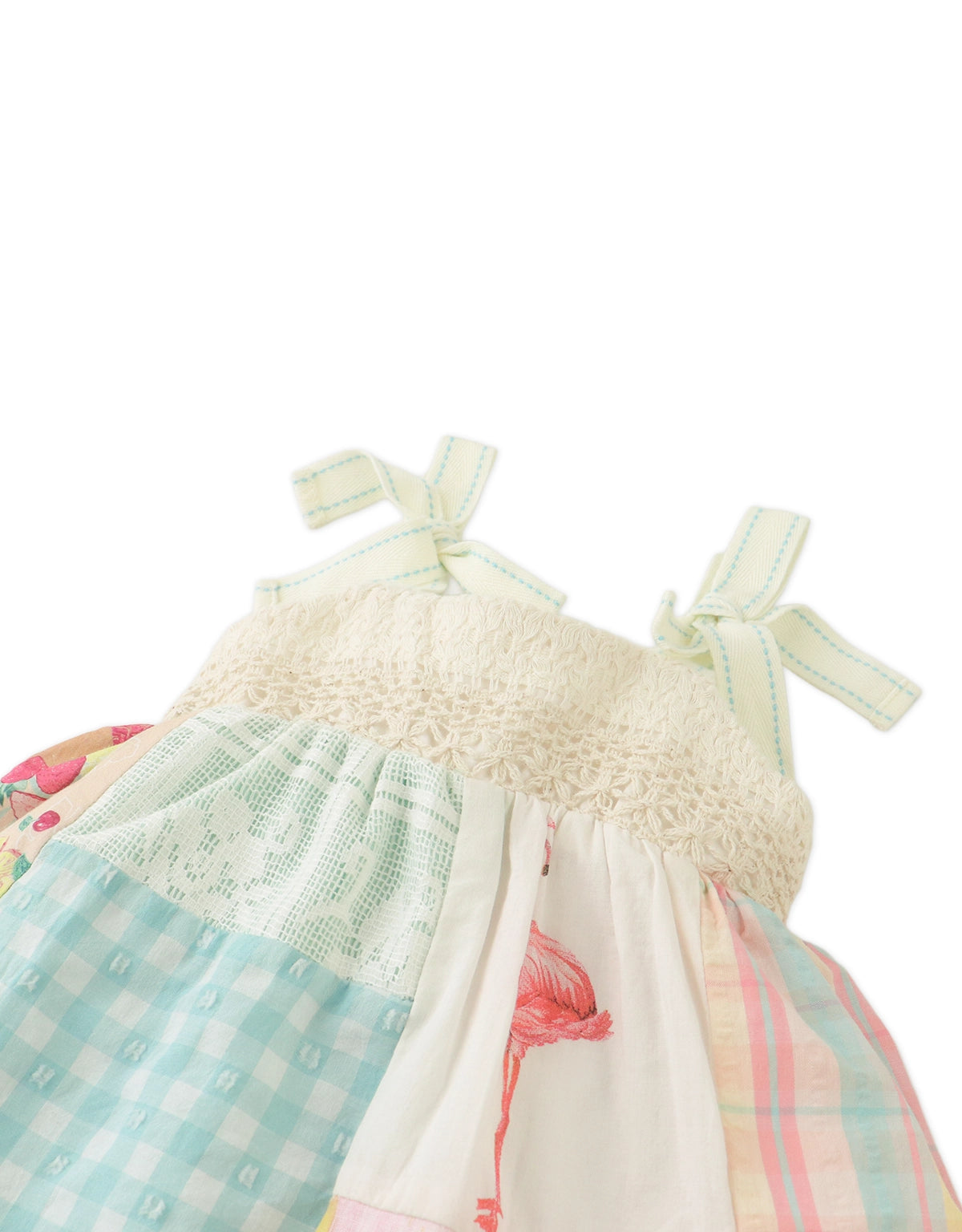 BABY FRANKIE PATCHWORK DRESS WITH WOVEN TAPE STRAPS