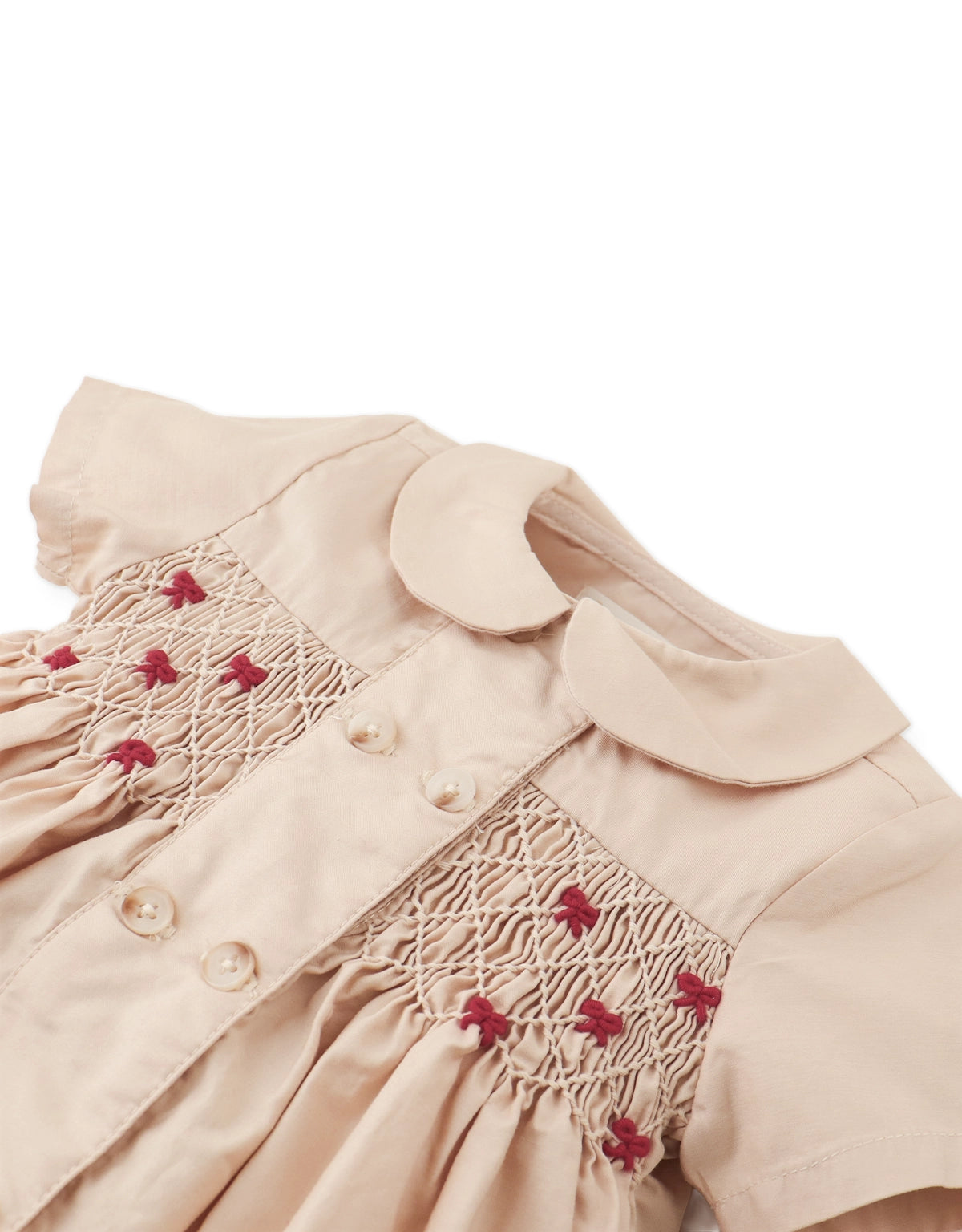 BABY ONDINE SMOCKED COAT DRESS WITH EMBROIDERY