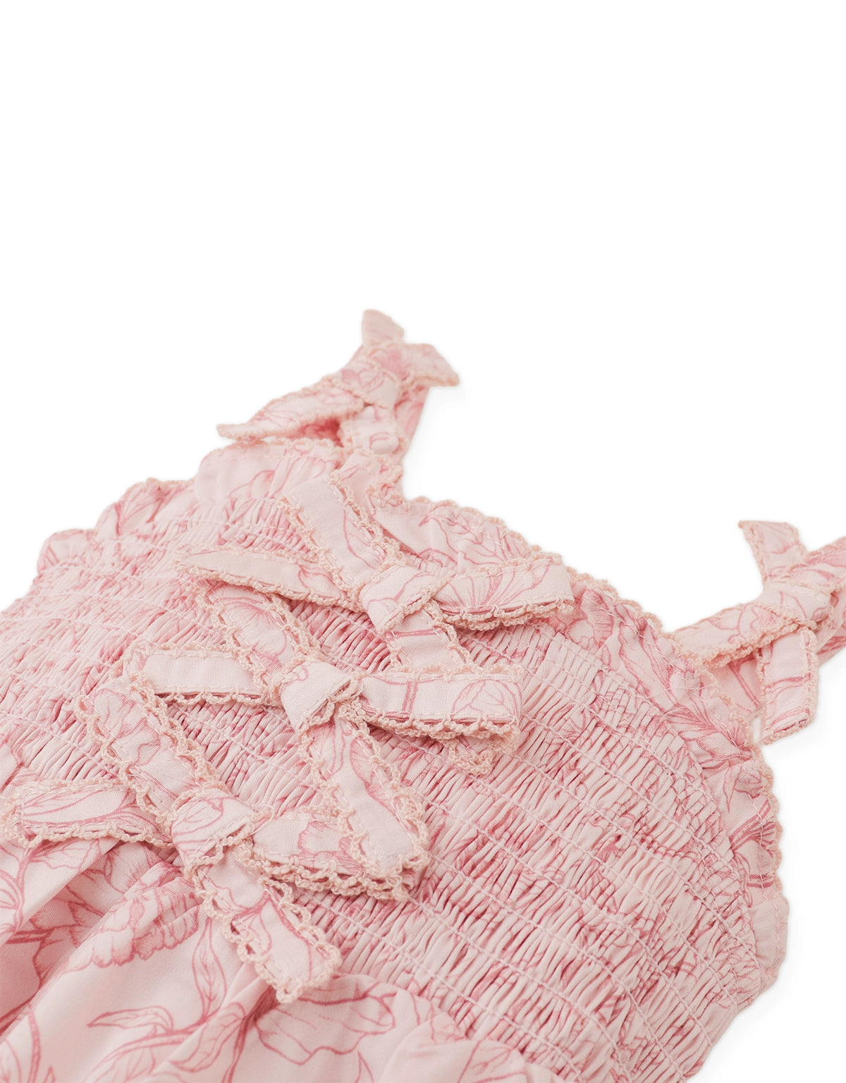 BABY MARGUERITE SMOCKED TOILE DRESS WITH BOWS