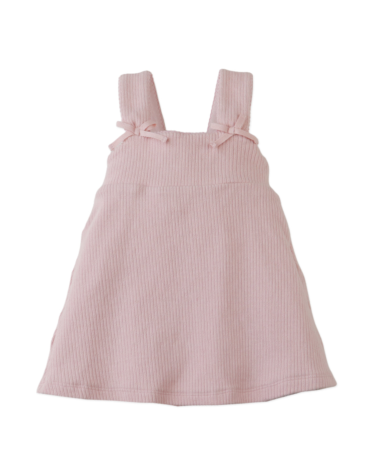 Details front photo of Baby Colette Dress with bow ties on straps, showing dainty bow tie details and soft flowy fabric, from the Holiday collection of Filipino kids fashion brand Gingersnaps Philippines.