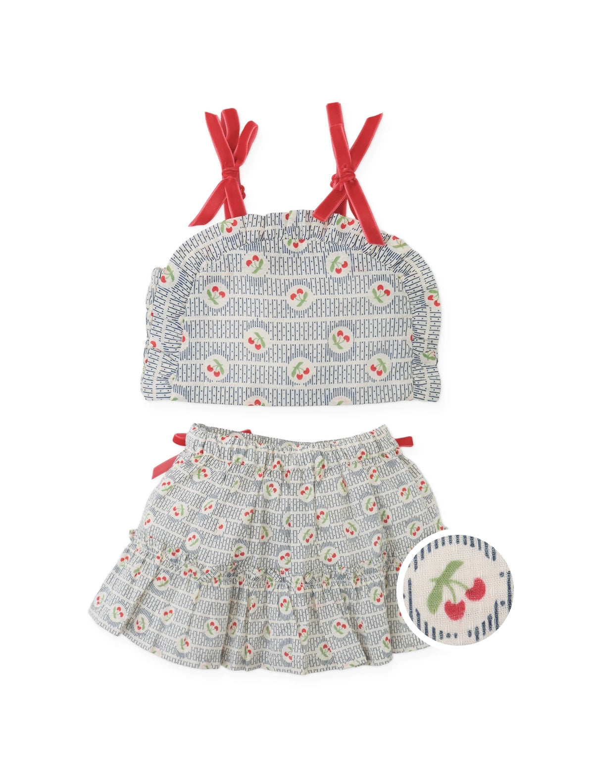 BABY CELESTE RUFFLED TANKTOP AND SKIRT SET
WITH BOWS