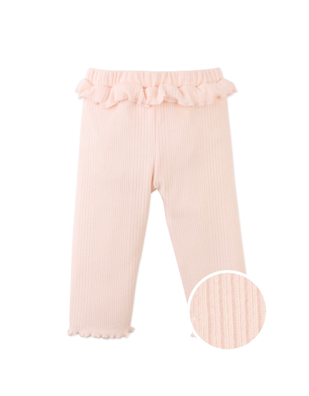 BABY VICTORIA RUFFLED RIBBED JERSEY LEGGINGS