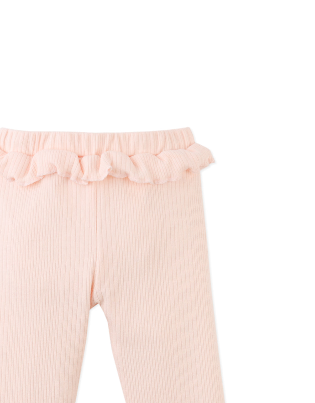 BABY VICTORIA RUFFLED RIBBED JERSEY LEGGINGS