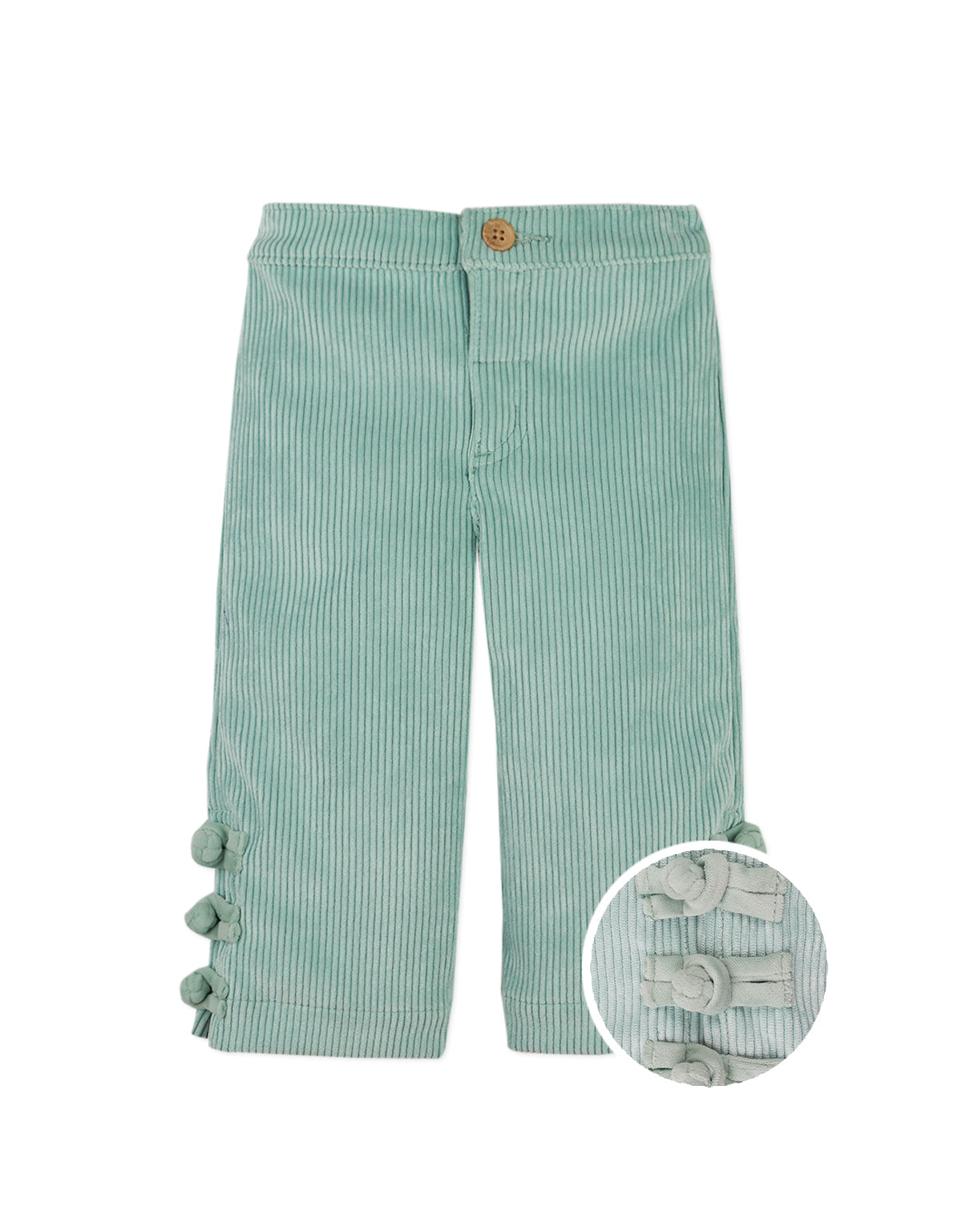 BABY ARIELLE STRAIGHT FIT SEAFOAM WITH SIDE SLITS AND CHINESE BUTTON CLOSURE