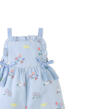 Baby Harvey All- Over Print Bubble Playsuit with Ribbon Ties close-up detail