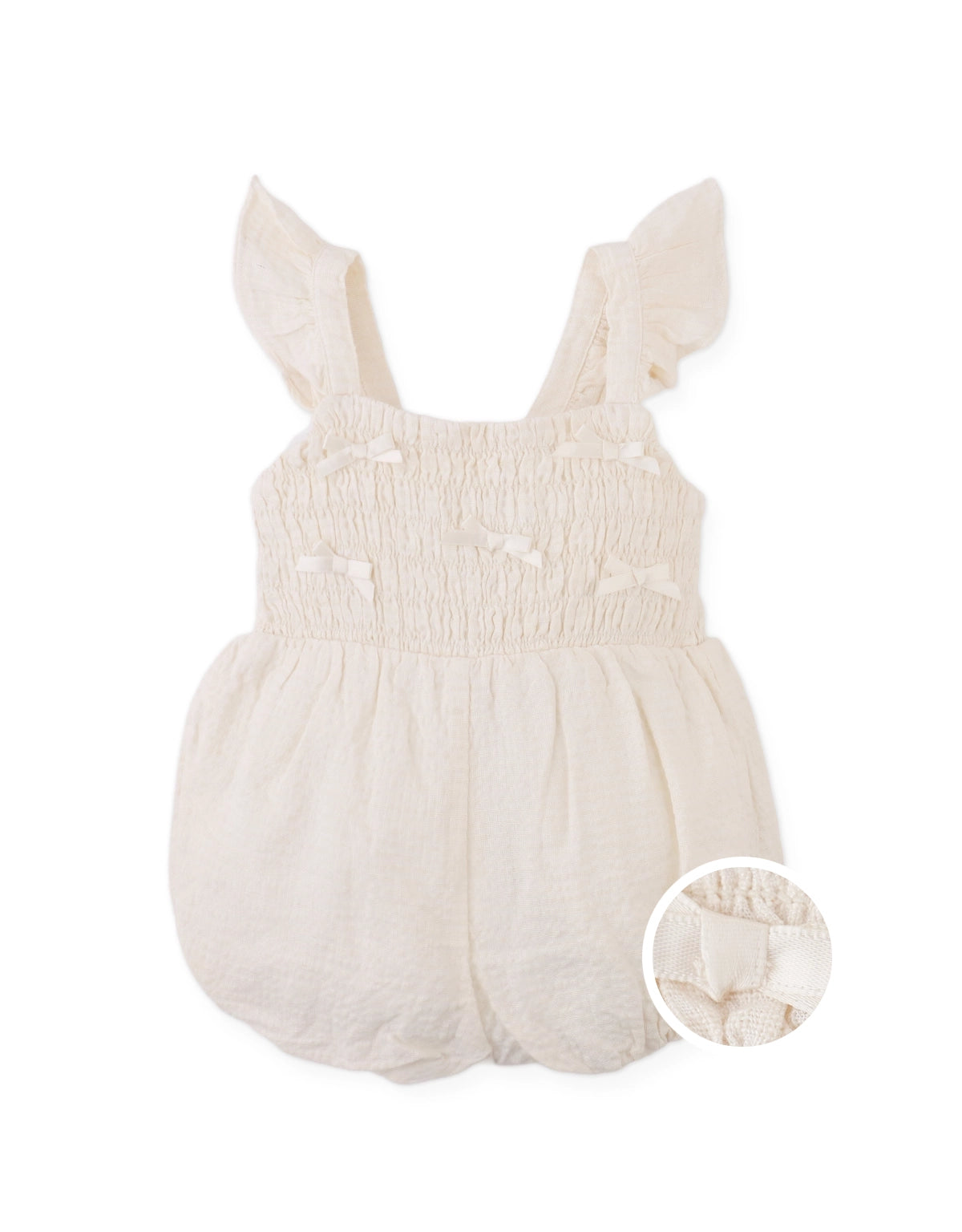 BABY JACINTA SMOCKED BUBBLE PLAYSUIT WITH TINY BOWS