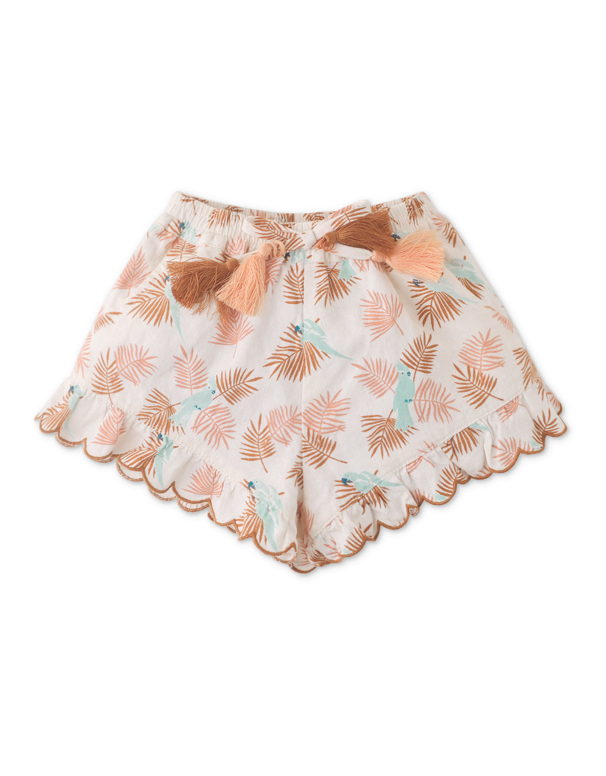 BABY GIRLS PARROT PRINT SHORTS WITH SCALLOP EMBRO