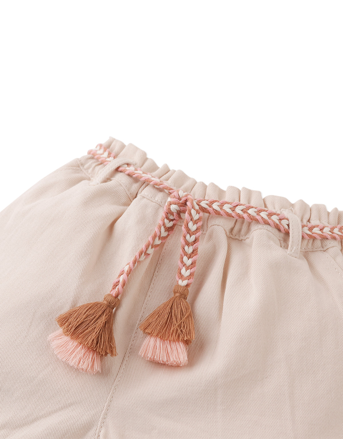 BABY KIMBERLY SHORTS WITH BRAIDED MOCK BELT & TIES