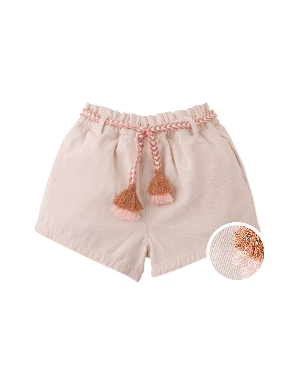BABY KIMBERLY SHORTS WITH BRAIDED MOCK BELT & TIES
