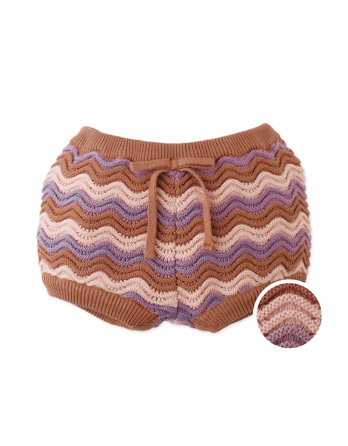BABY CARMEN WAVE KNITTED BUBBLE SHORTS WITH TIES