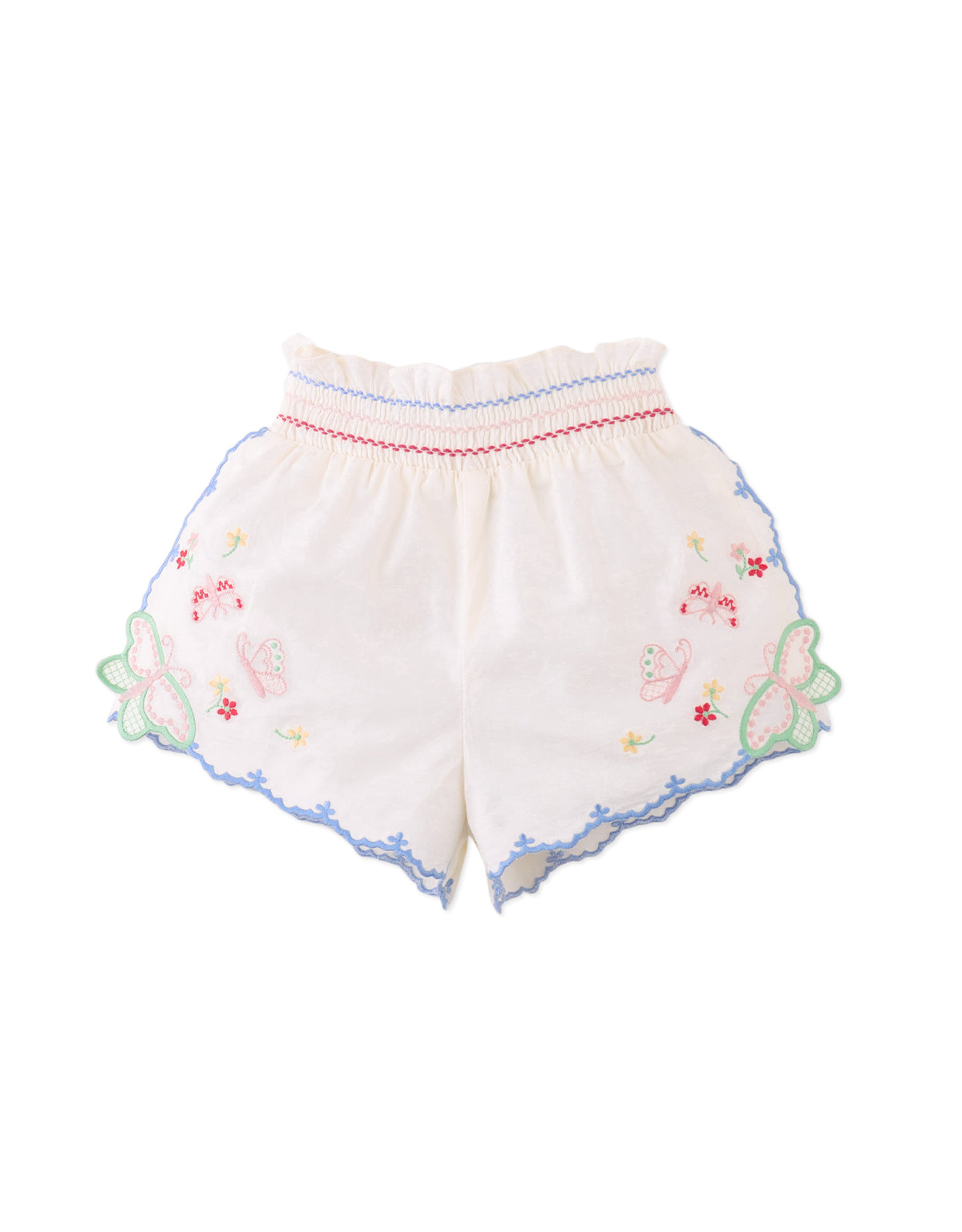 Baby Jisoo Shorts with Scalloped Edges & Butterfly Embroidery