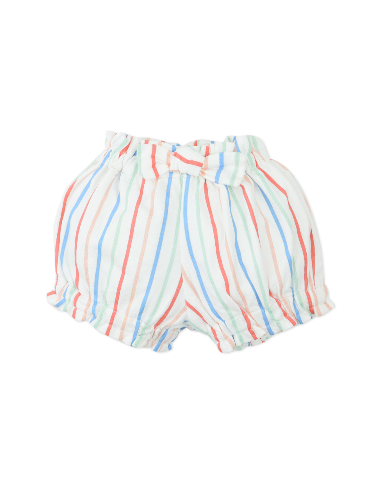 BABY CALLIOPE MULTICOLOR STRIPE PRINT BLOOMERS IN COTTON TERRY WITH BOW