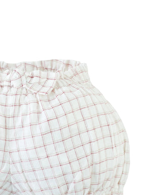 Baby Maria Checkered Bloomers with Bow Accent close-up detail
