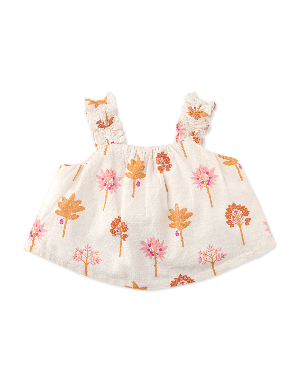 BABY JESY PRINTED COTTON BLOUSE & SHORTS SET WITH BRAIDED TIE