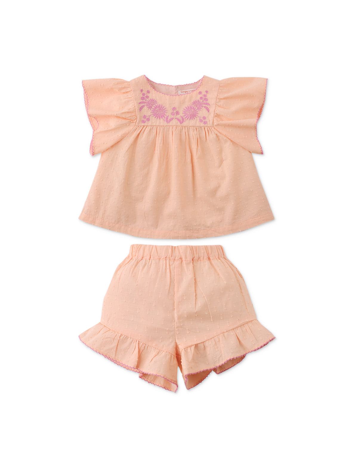 BABY ALANA TOP AND SHORTS SET WITH FLORAL EMBROIDERY