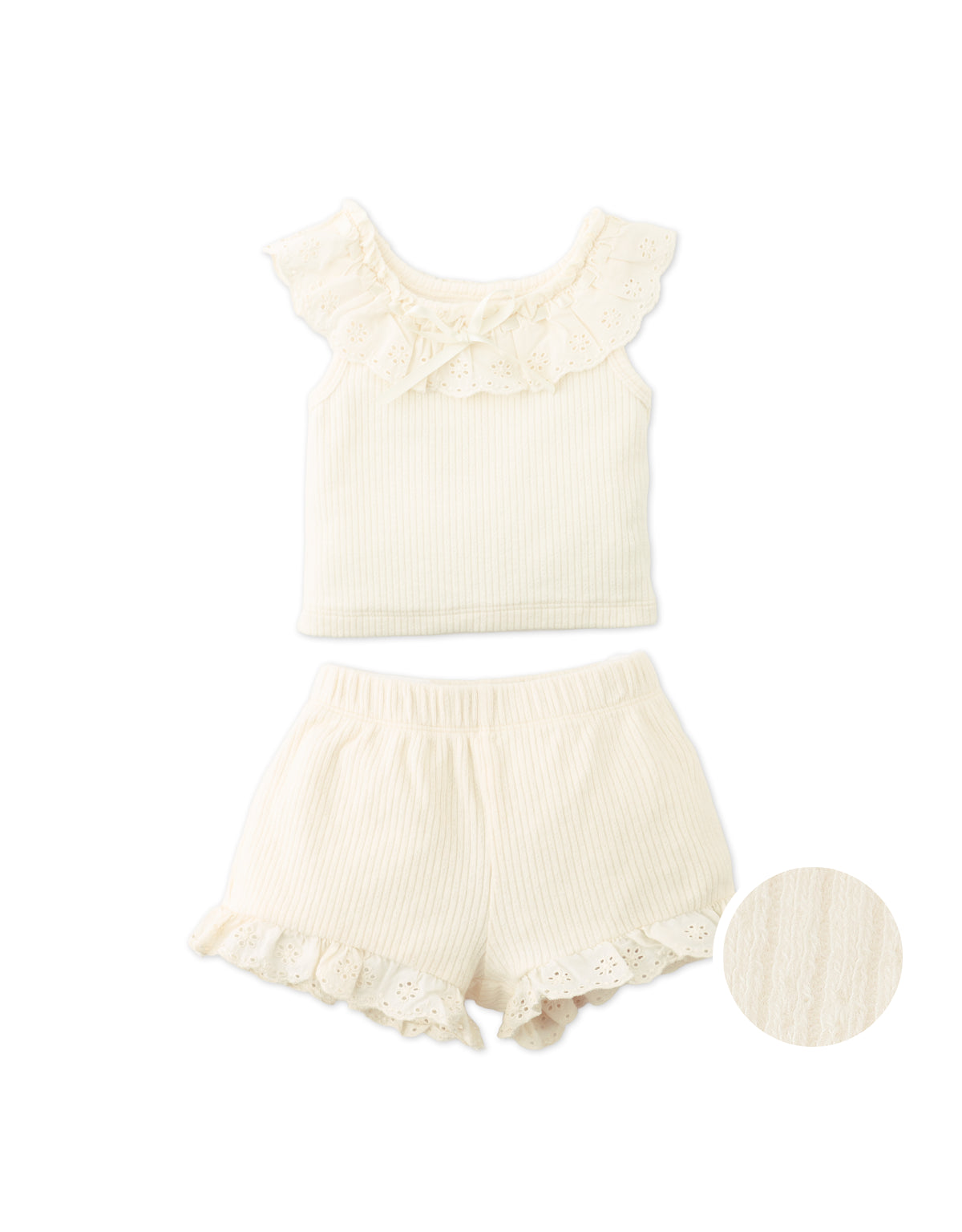 BABY CINDY RIBBED SHORT SET WITH SCALLOPED DETAILS