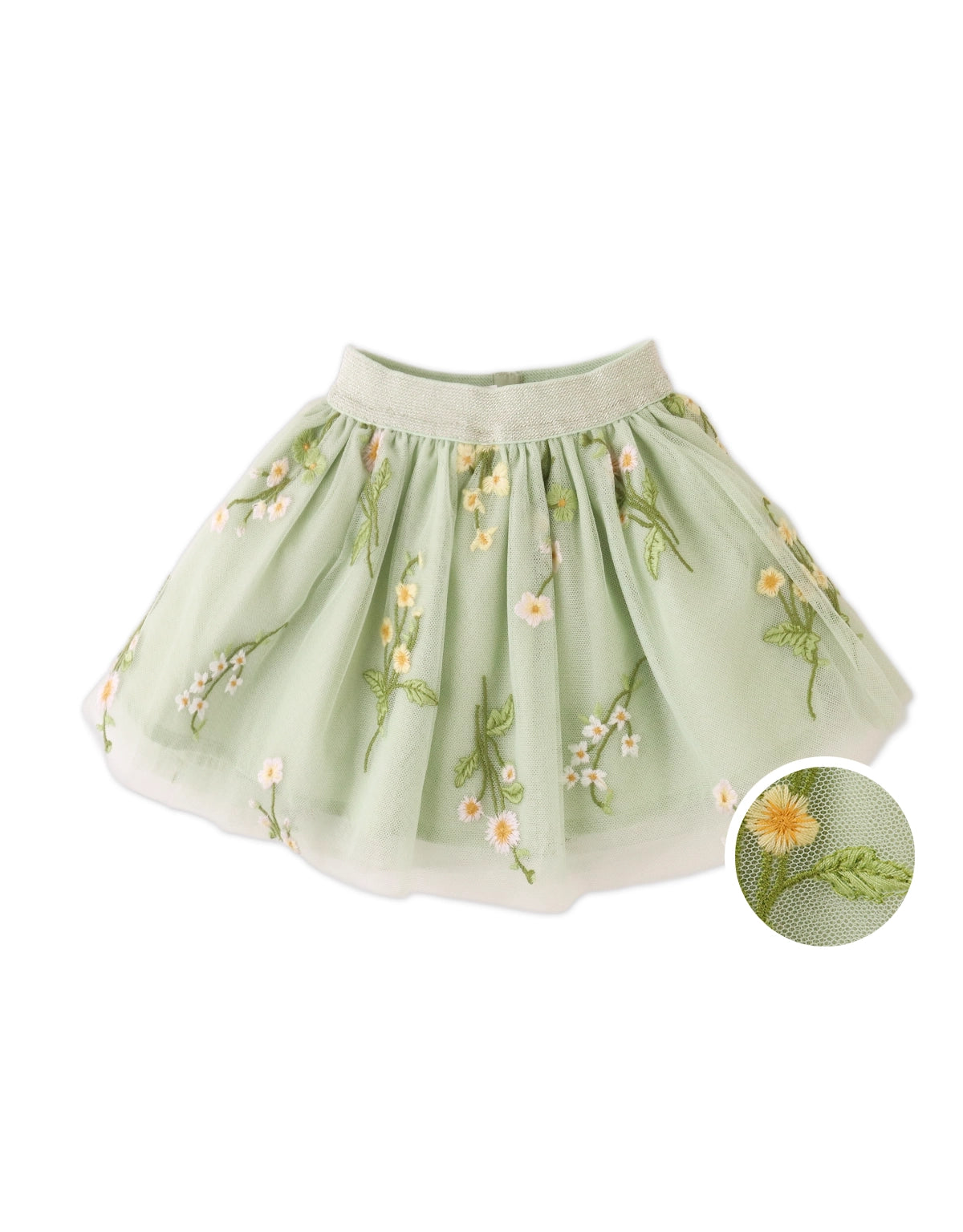 BABY CERSEI EMBROIDERED TULLE SKIRT WITH VELVET RIBBON