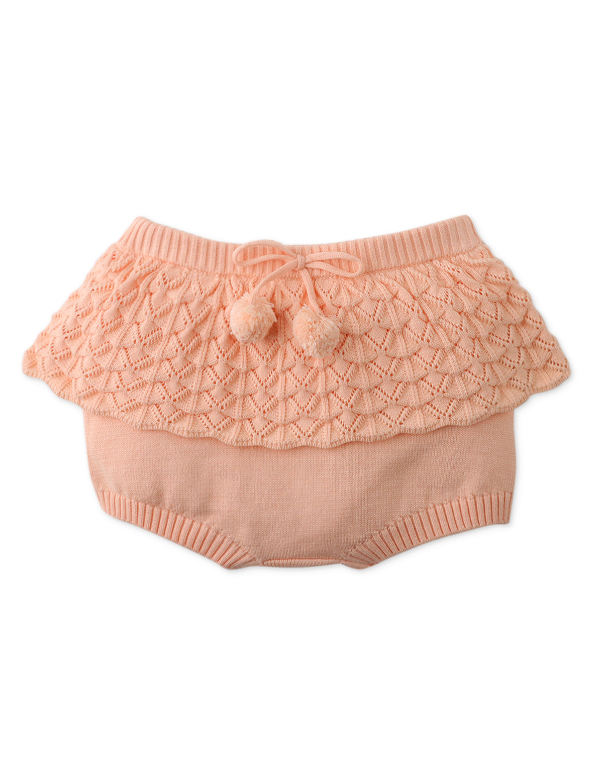 BABY GIRLS KNITTED RUFFLE AND PLEATED SKORTS WITH TIES