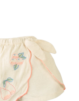 Baby Missandei Skort With Fruit Embroidered Appliqué close-up detail