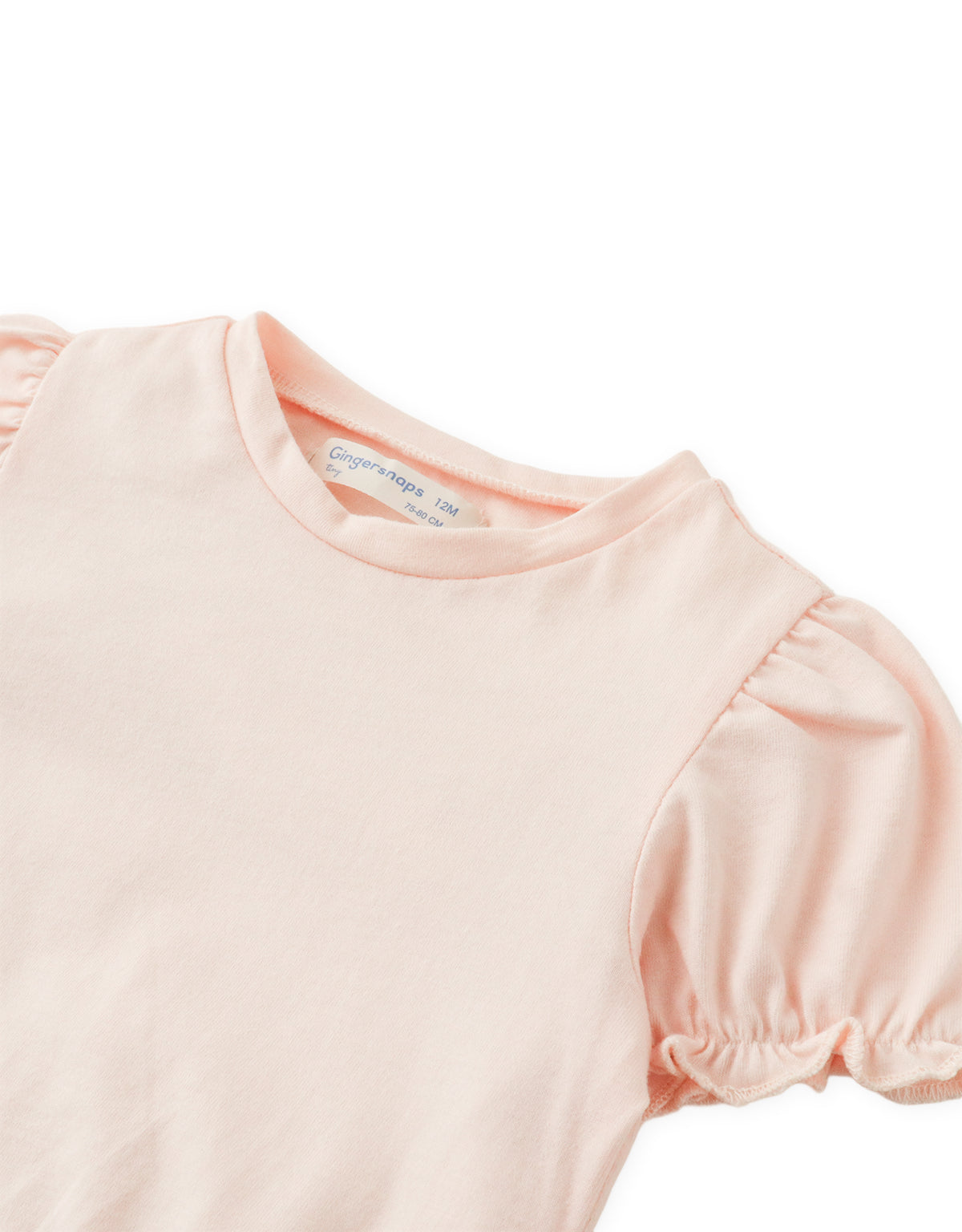 Baby Estelle Puff Sleeve Tee with Elasticized Hem - Peach