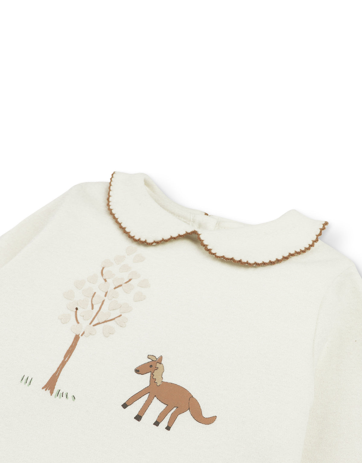 BABY CLAIRE LONG SLEEVES COLLARED TEE WITH TINY HORSE AND TREE PRINT
