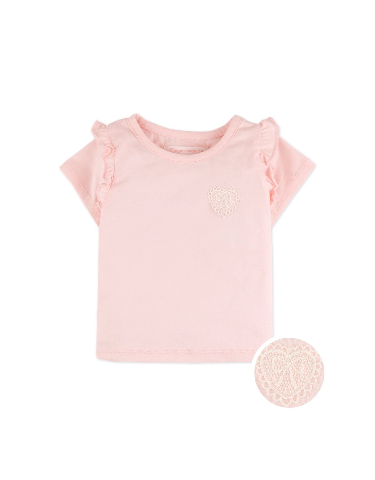 BABY MEGHAN T-SHIRT WITH RUFFLES AND HEART DETAIL