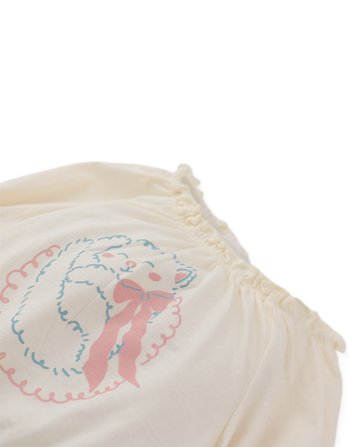 BABY MARU T-SHIRT WITH PUFF SLEEVES AND CAT GRAPHICS