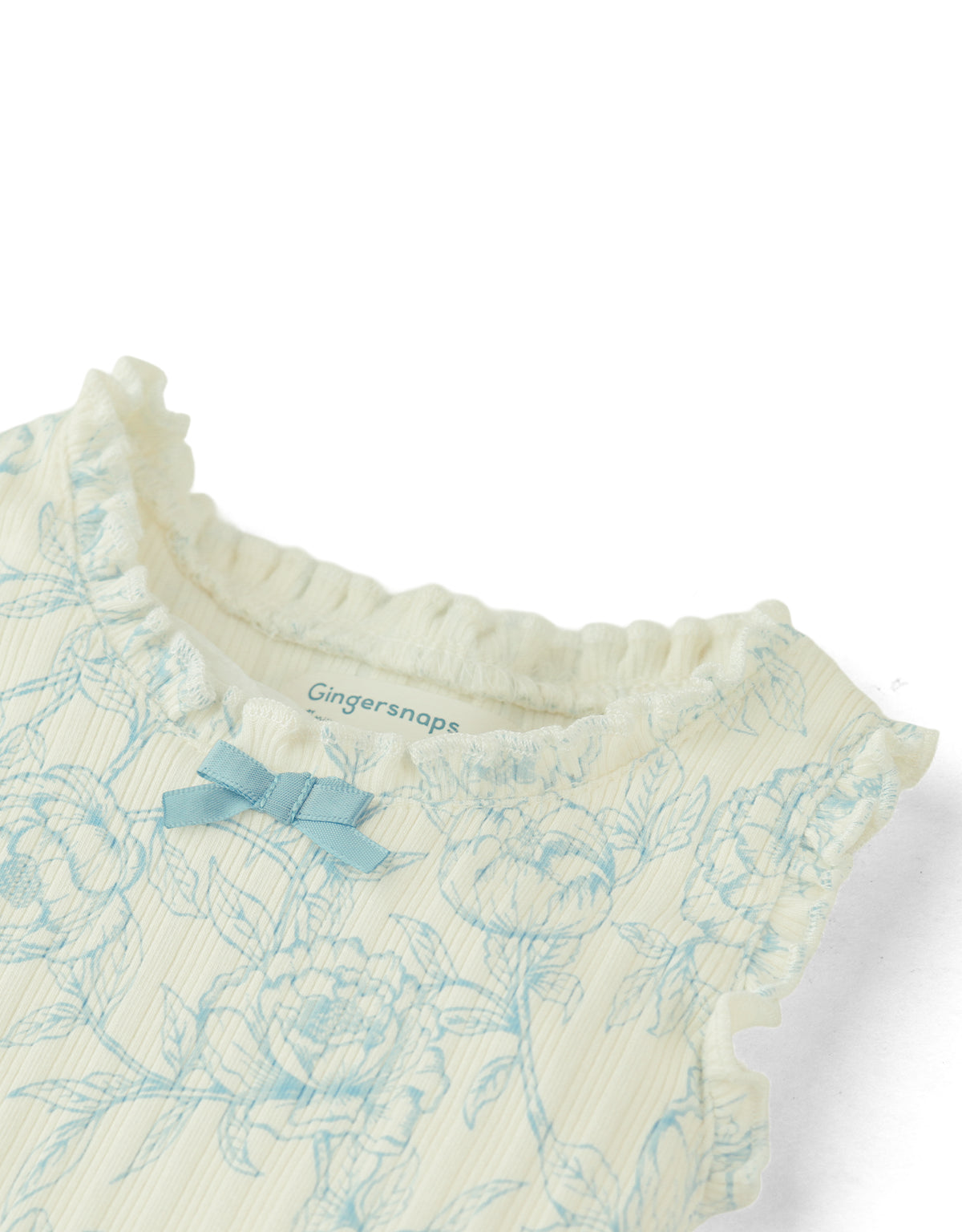 BABY MARTA RIBBED TANK TOP WITH LACE AND ROSETTE DETAILS