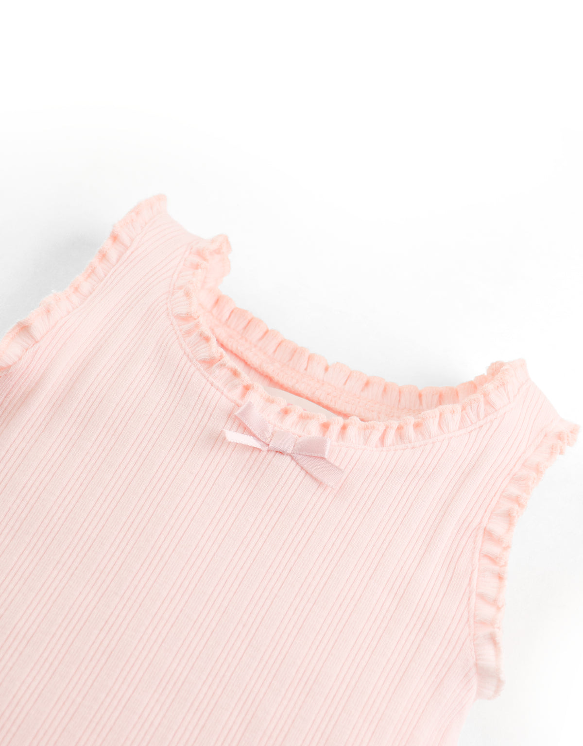 BABY MARTA RIBBED TANK TOP WITH LACE AND ROSETTE DETAILS