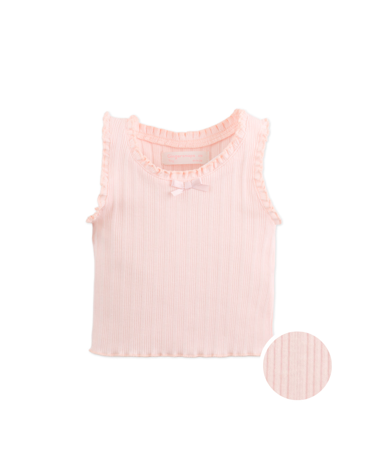 BABY MARTA RIBBED TANK TOP WITH LACE AND ROSETTE DETAILS
