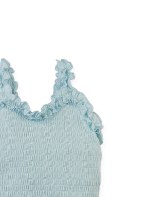 Baby Gigi Fully Smocked Tank Top With Set-In Ruffles close-up detail