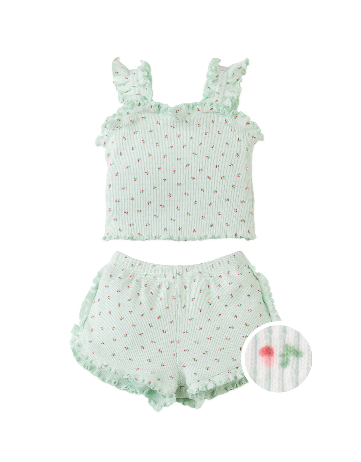 Full front photo of Baby Juliette Ruffled Top and Shorts Set, from the Holiday collection of Filipino kids fashion brand Gingersnaps Philippines.