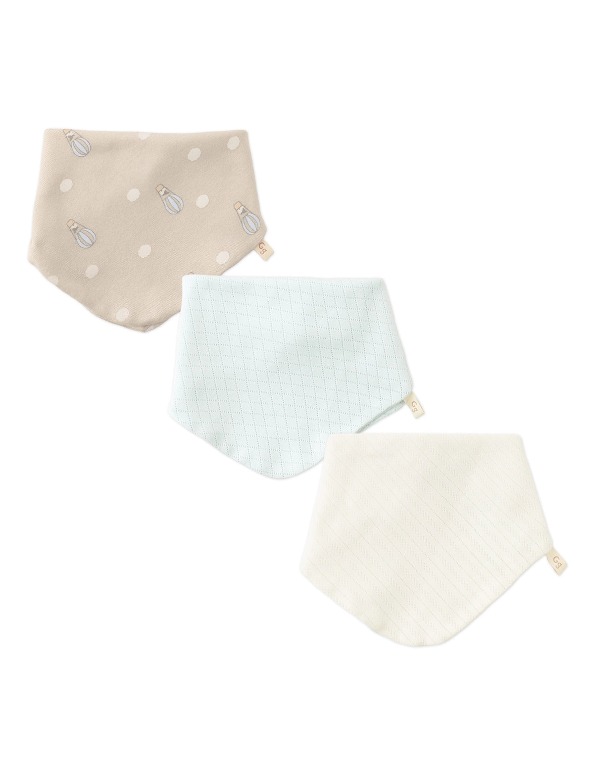 BABY DOMINGO 3-PIECE SCARF-STYLE BIB SET