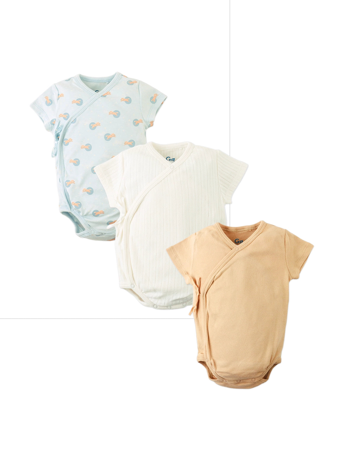 BABY ANDRES 3-PIECE RIBBED AND POINTELLE KIMONO ONSIES WITH TIES SET