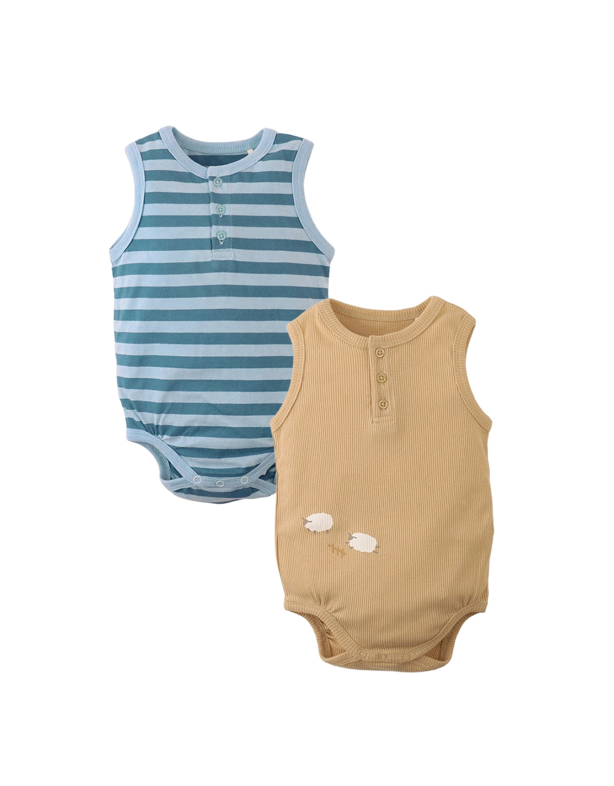 BABY RODRIGO 2-PIECE SLEEVELESS HENLEY ONESIE SET