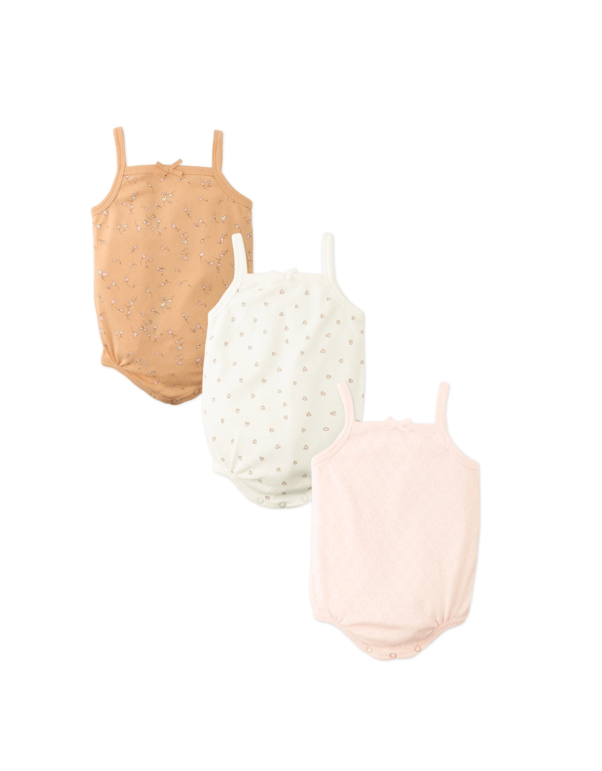 BABY JUNE 3-PIECE STRAPPY BODYSUIT WITH SMALL BOW SET