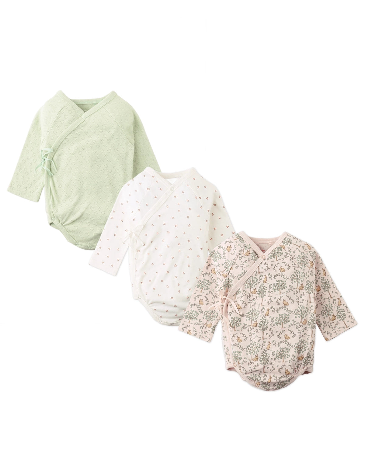 BABY AHRI 3-PIECE RAGLAN KIMONO BODYSUIT WITH TIE SET