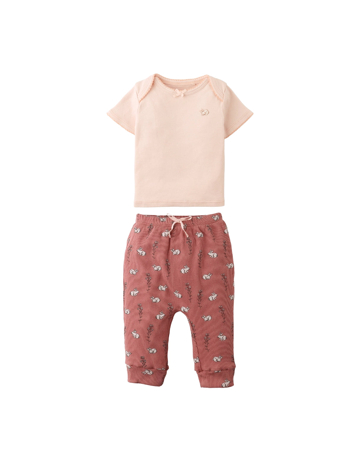 BABY ORIANNA BUNNY EMBROIDERED TOP & DRAWSTRING PANTS