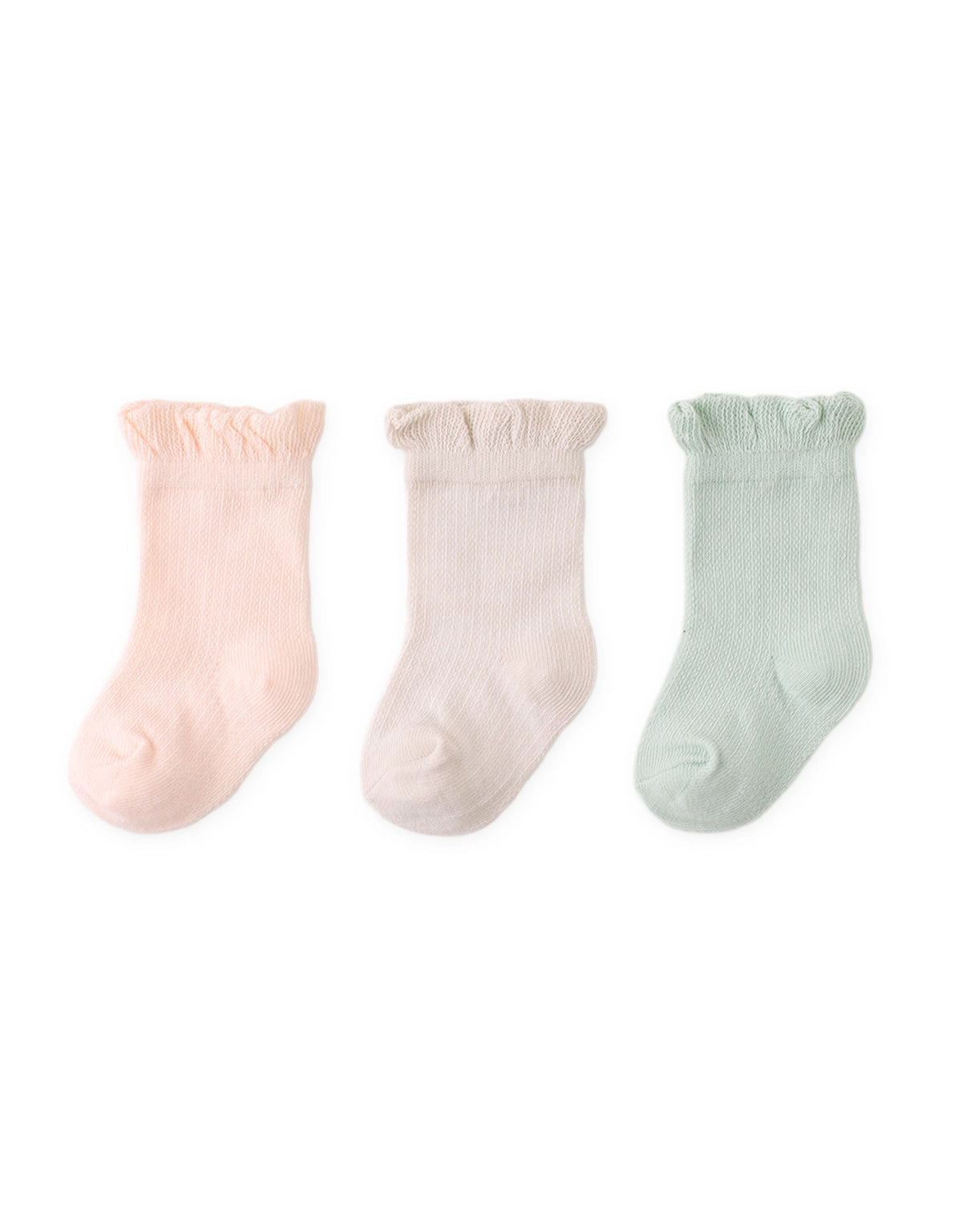 BABY NYLA 3-PIECE FRILLY HEART POINTELLE SOCKS SET: