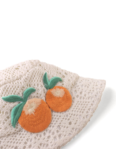 GIRLS LACE WITH ORANGES EMBROIDERY HAT