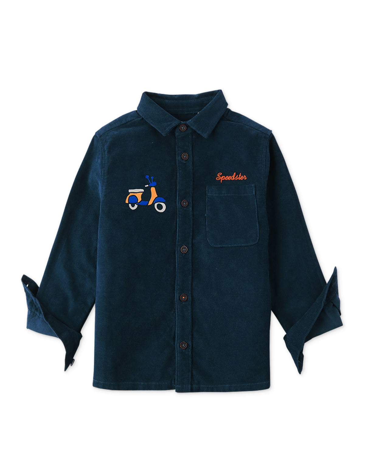BOYS FLOCK PRINT CORDUROY OVERSHIRT