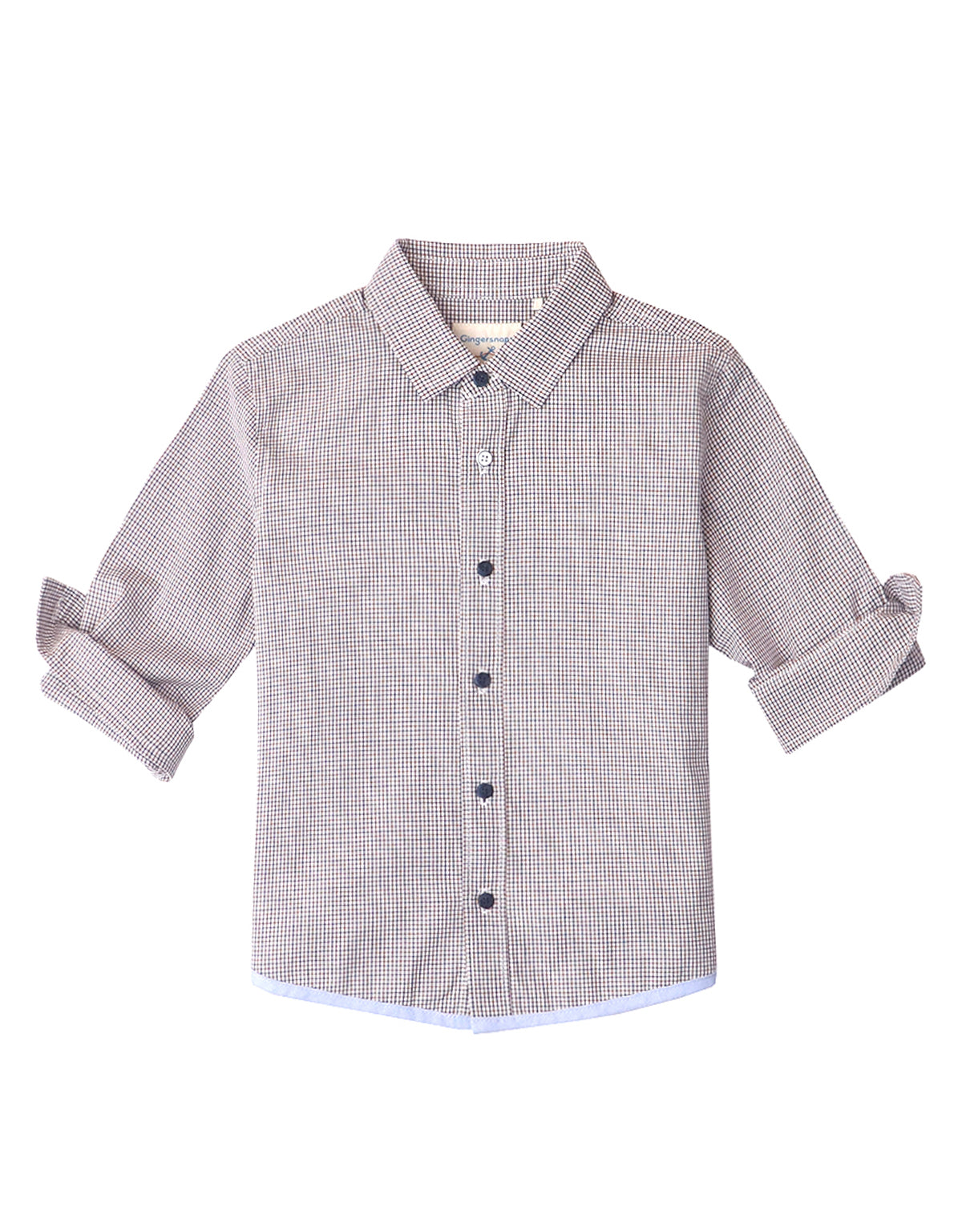 BOYS 2-TONE CHECKS SHIRT WITH HEM BINDING