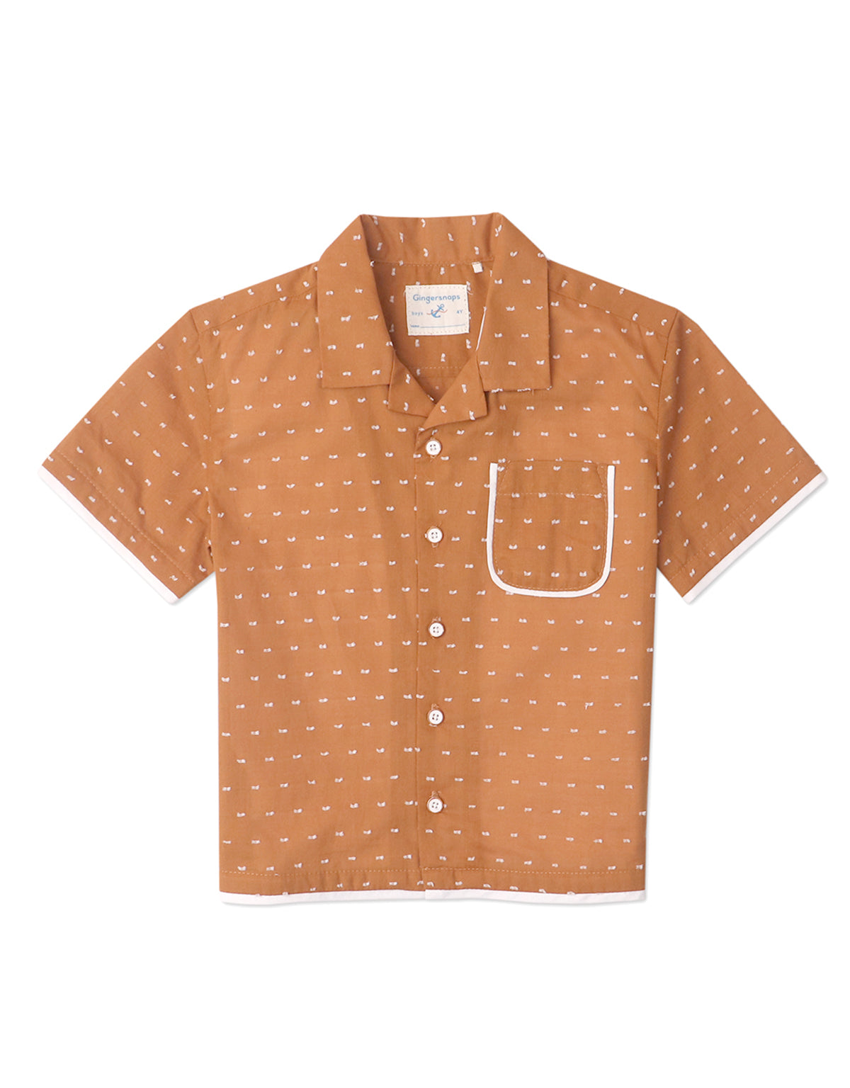 BOYS FAUX DOUBLE HEM DOBBY SHIRT