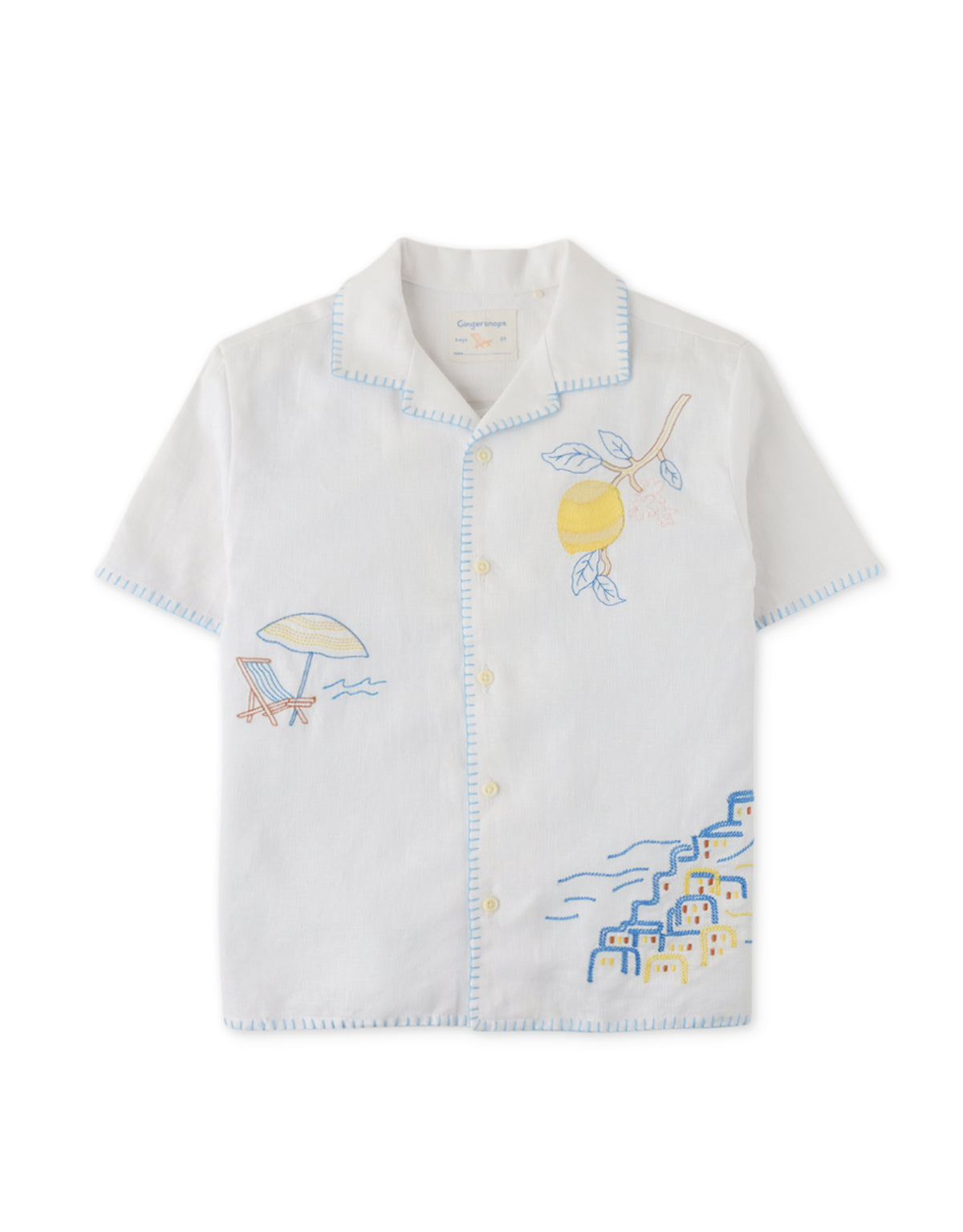 BOYS EMBROIDERED LINEN SHORT SLEEVES SHIRT