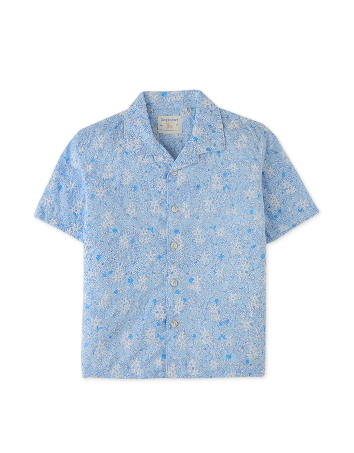 BOYS FLORAL SHORT SLEEVES SHIRT WITH ALL OVER EMBROIDERY