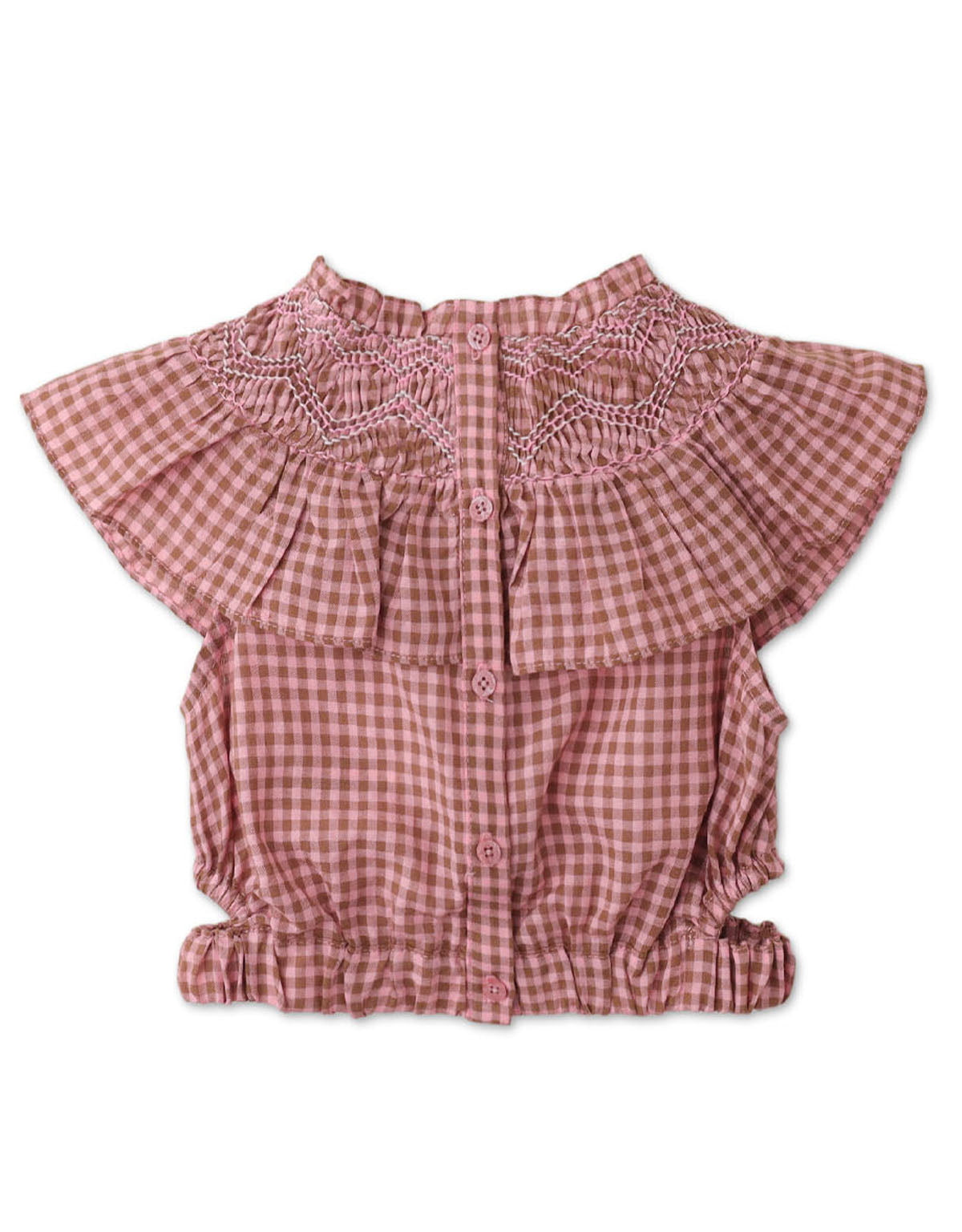 GIRLS GINGHAM TOP WITH SIDE CUT OUTS
