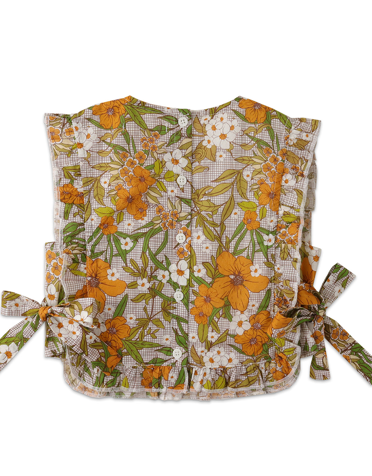 GIRLS CABLE SMOCKED TOP WITH RUFFLE EDGE AND SIDE TIES